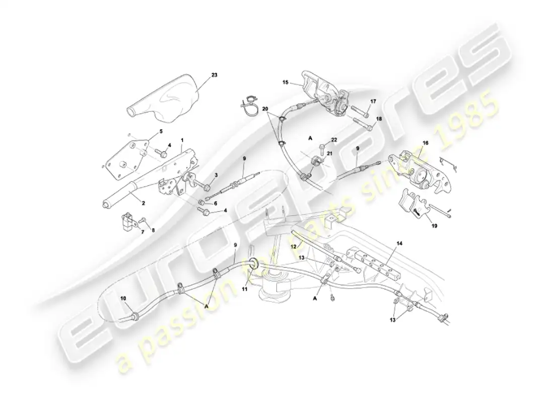 aston martin vanquish (2006) handbrake parts diagram