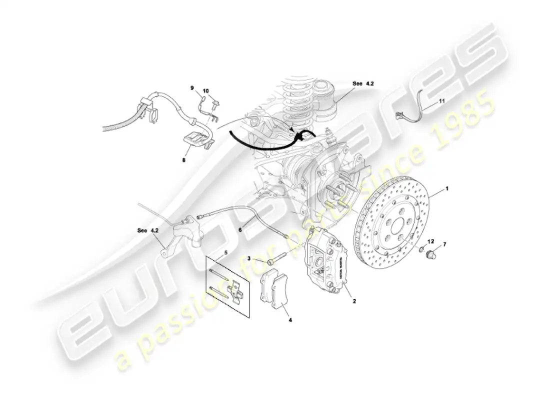 aston martin vanquish (2006) rear brakes parts diagram