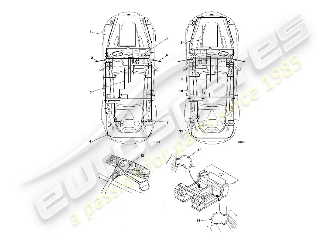 aston martin vanquish (2005) harnesses parts diagram