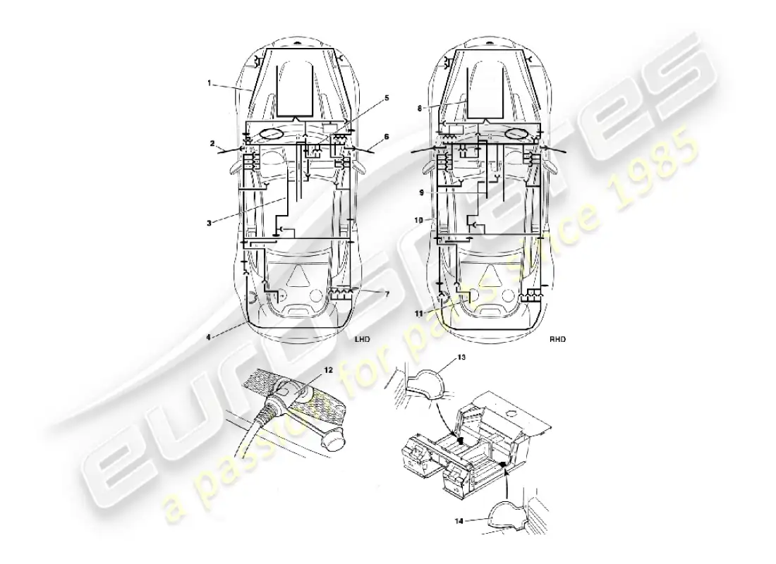 aston martin vanquish (2004) harnesses parts diagram