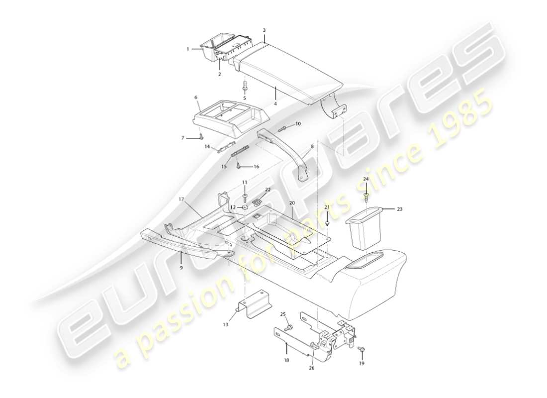 aston martin vanquish (2006) centre console & trim, to vin 501948 part diagram