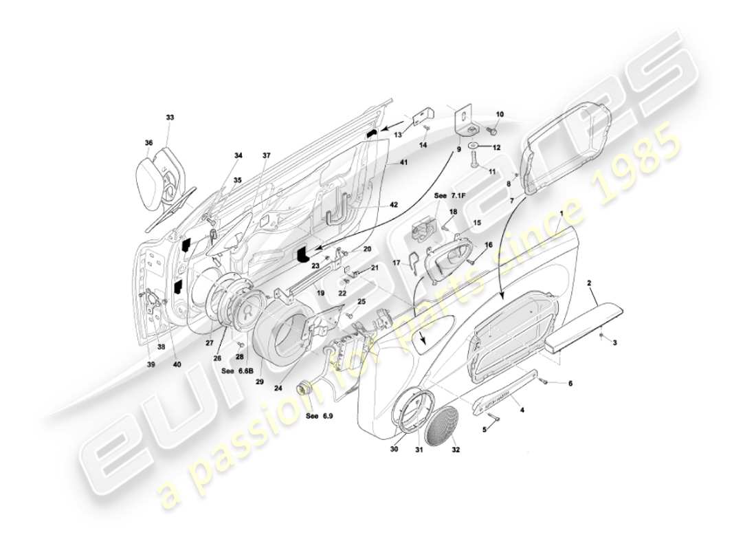 aston martin vanquish (2006) door casings & fittings part diagram