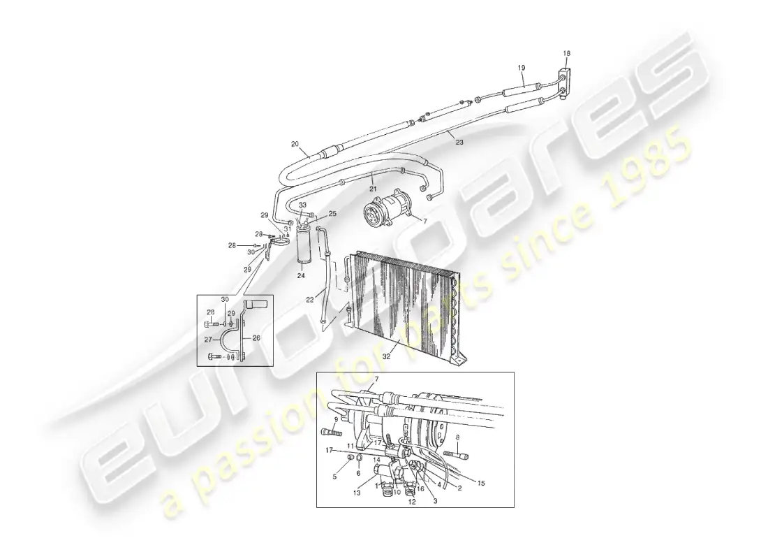 aston martin v8 virage (2000) engine compartment installation parts diagram