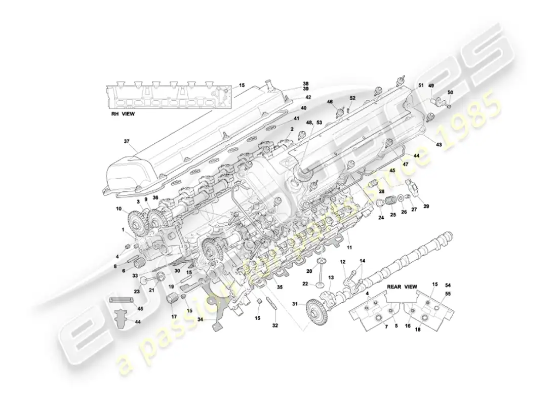 aston martin vanquish (2005) cylinder heads parts diagram