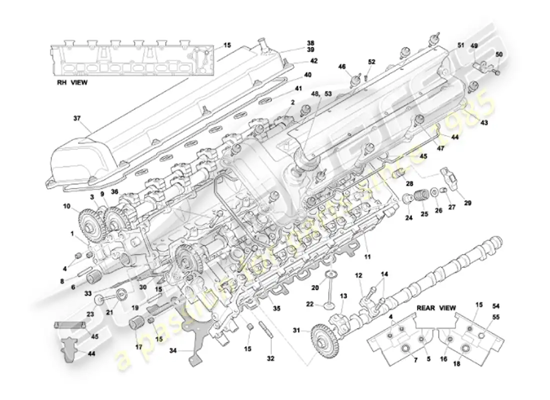 aston martin vanquish (2002) cylinder heads parts diagram