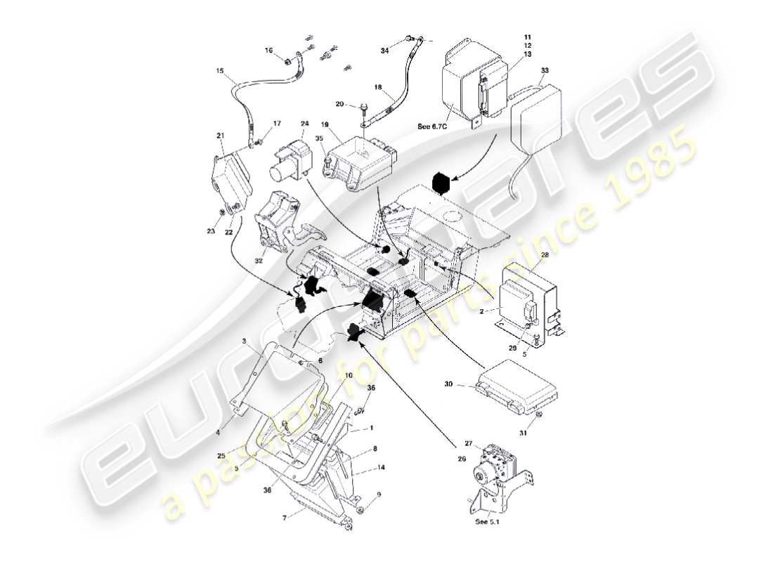 aston martin vanquish (2007) electronic control modules part diagram