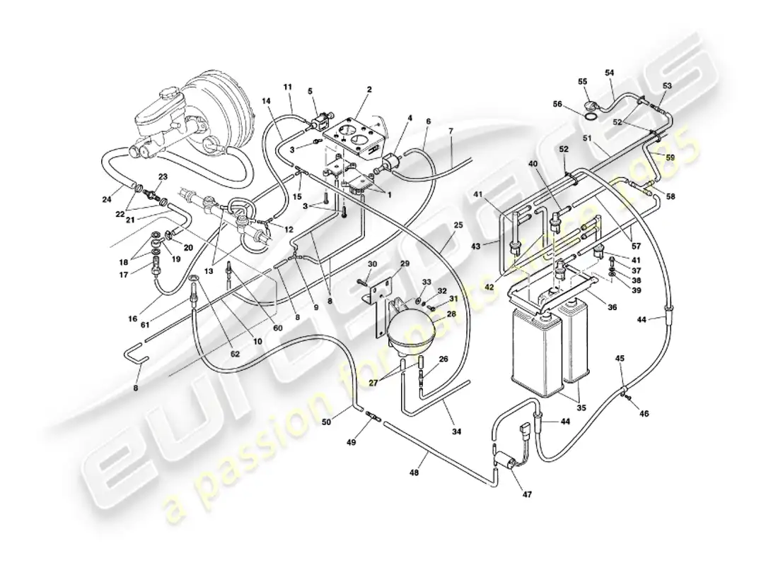 aston martin v8 coupe (1999) vacuum system parts diagram