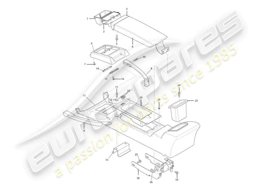aston martin vanquish (2007) centre console & trim, to vin 501948 part diagram