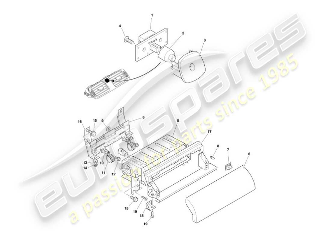 aston martin vanquish (2007) fascia & trim part diagram