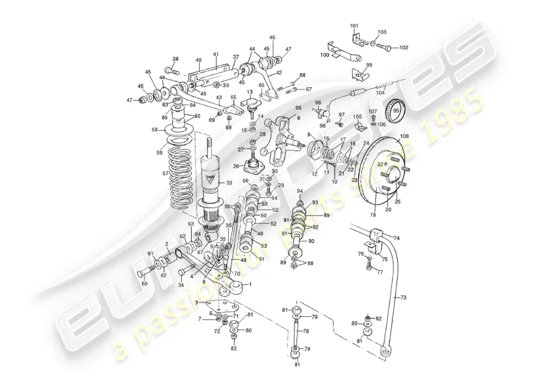 aston martin v8 virage (1999) front suspension parts diagram