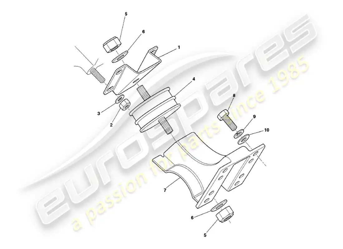 aston martin v8 volante (2000) engine mountings parts diagram