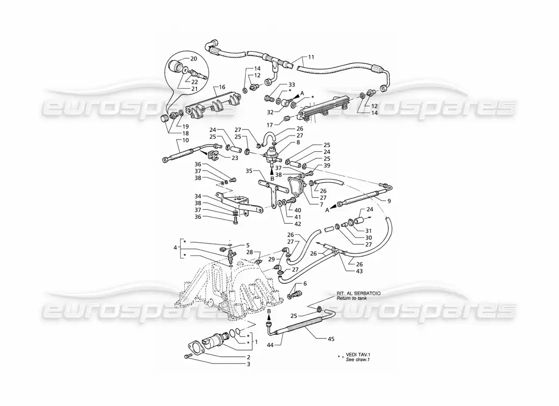 maserati qtp v6 (1996) injection system accessories (lhd) parts diagram