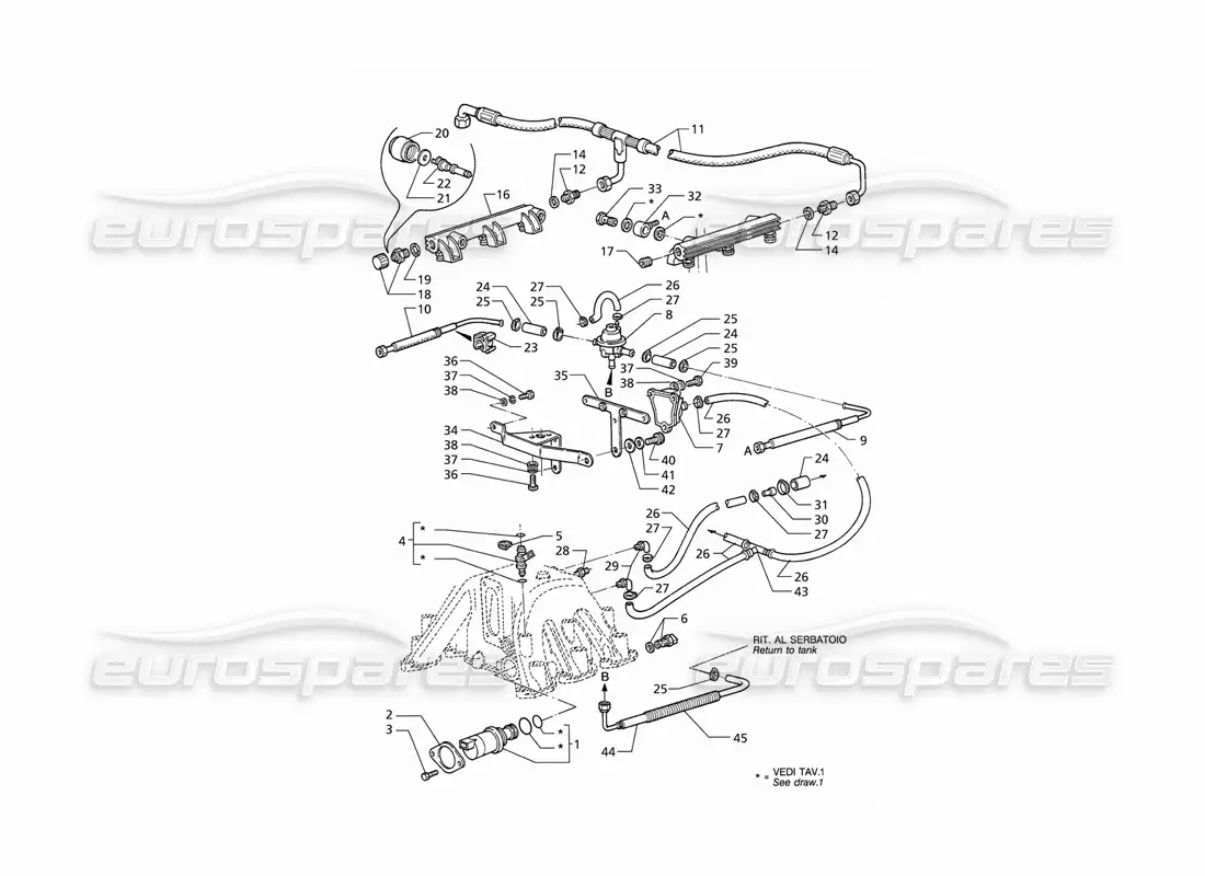 maserati qtp v6 (1996) injection system accessories (rhd) parts diagram