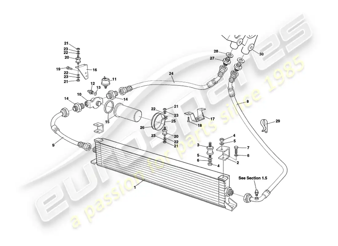 aston martin v8 volante (2000) oil cooling system parts diagram