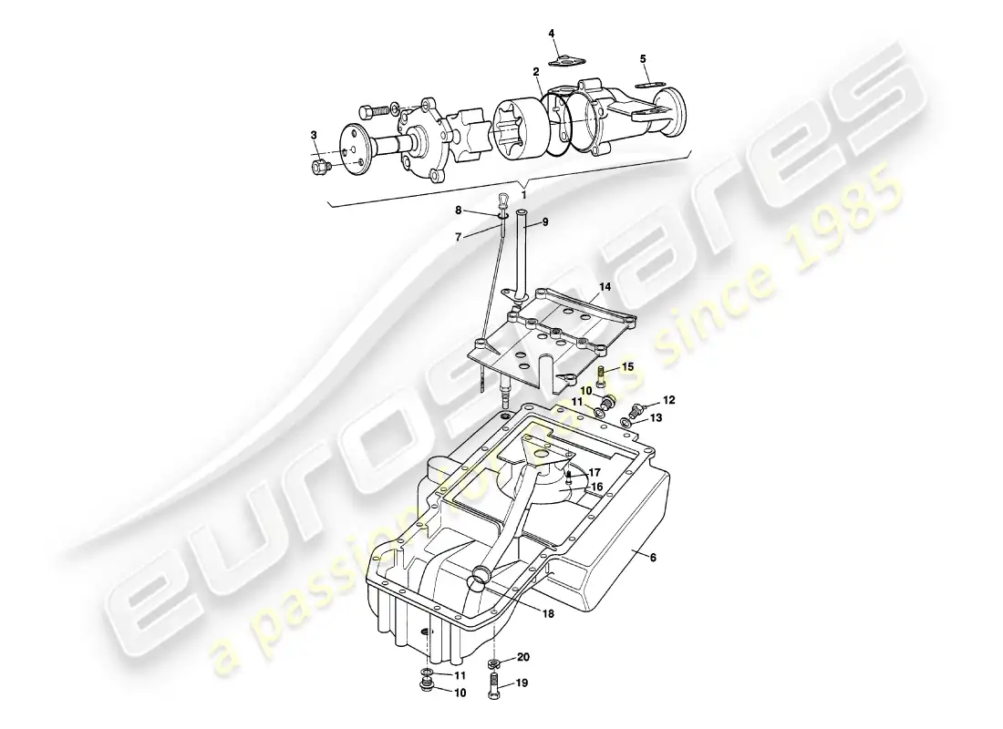 aston martin v8 volante (2000) oil pump & sump parts diagram