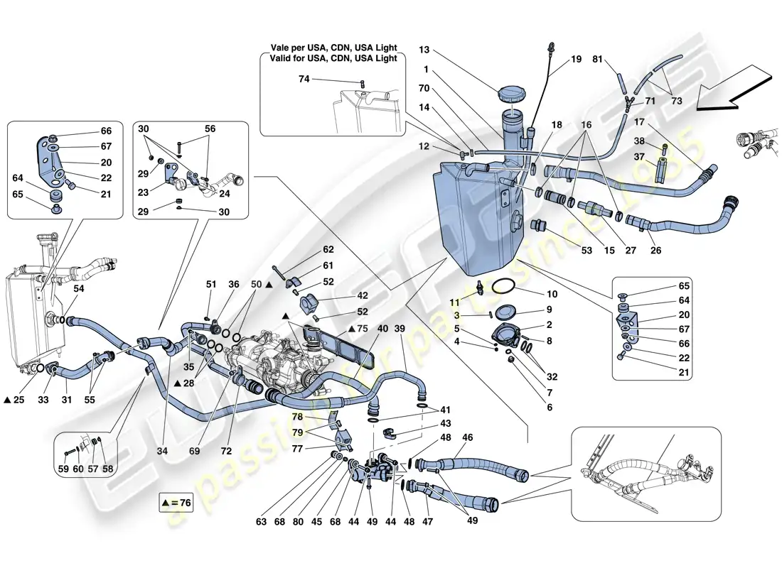 ferrari f12 tdf (rhd) lubrication system: tank parts diagram