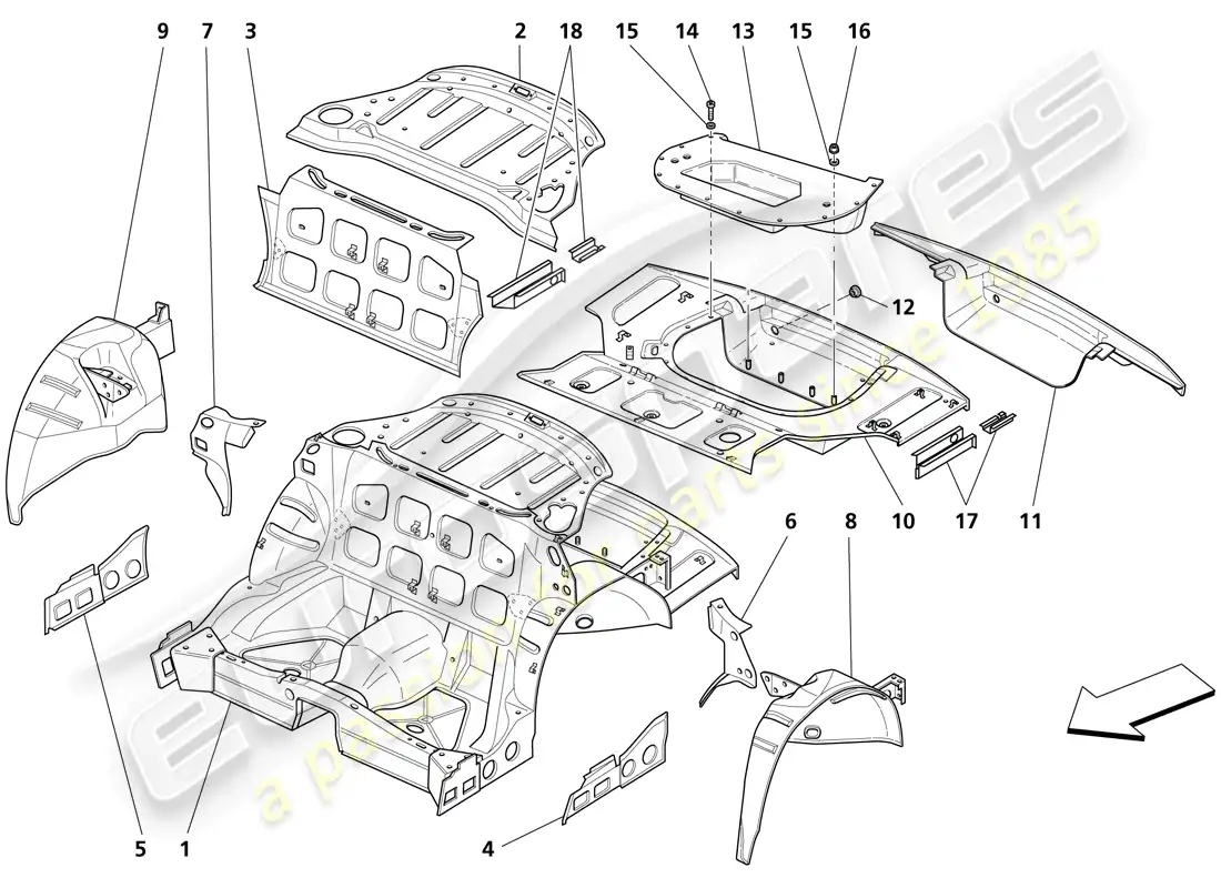 maserati trofeo central structure parts diagram