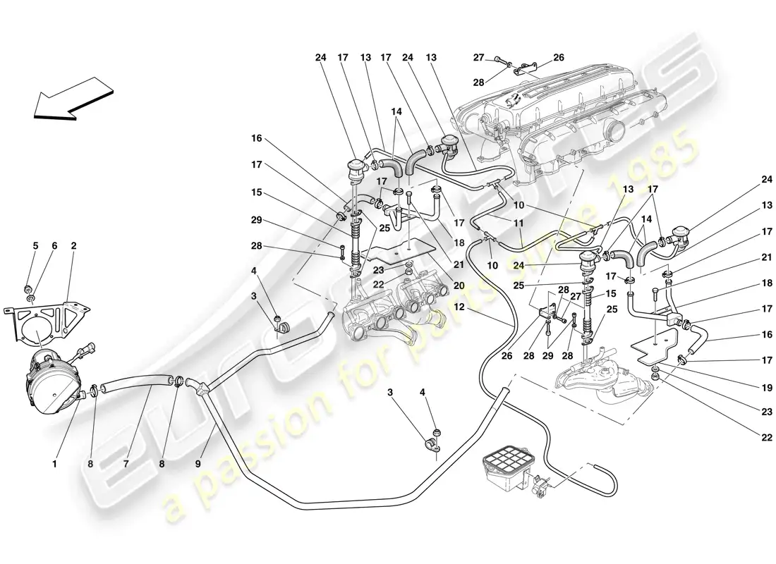 ferrari 612 scaglietti (europe) secondary air system parts diagram
