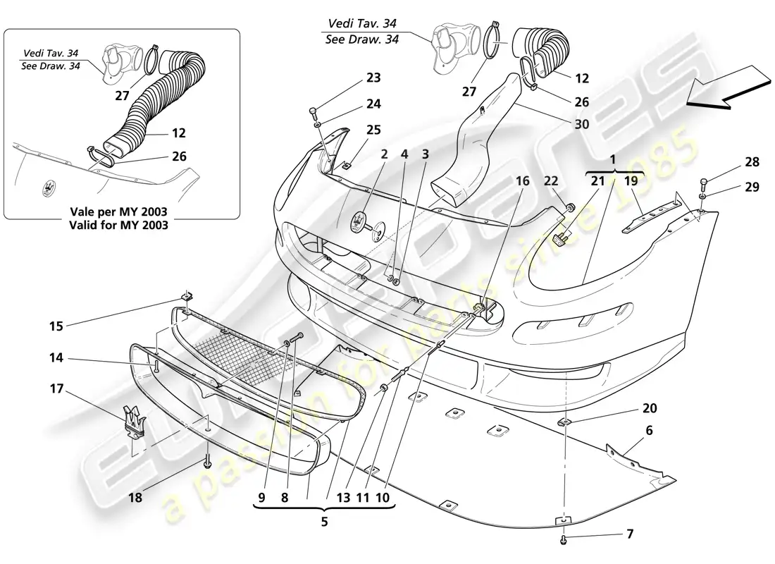 maserati trofeo roll-bar parts diagram