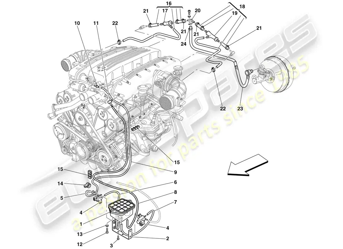 ferrari 612 scaglietti (europe) pneumatic actuator system parts diagram