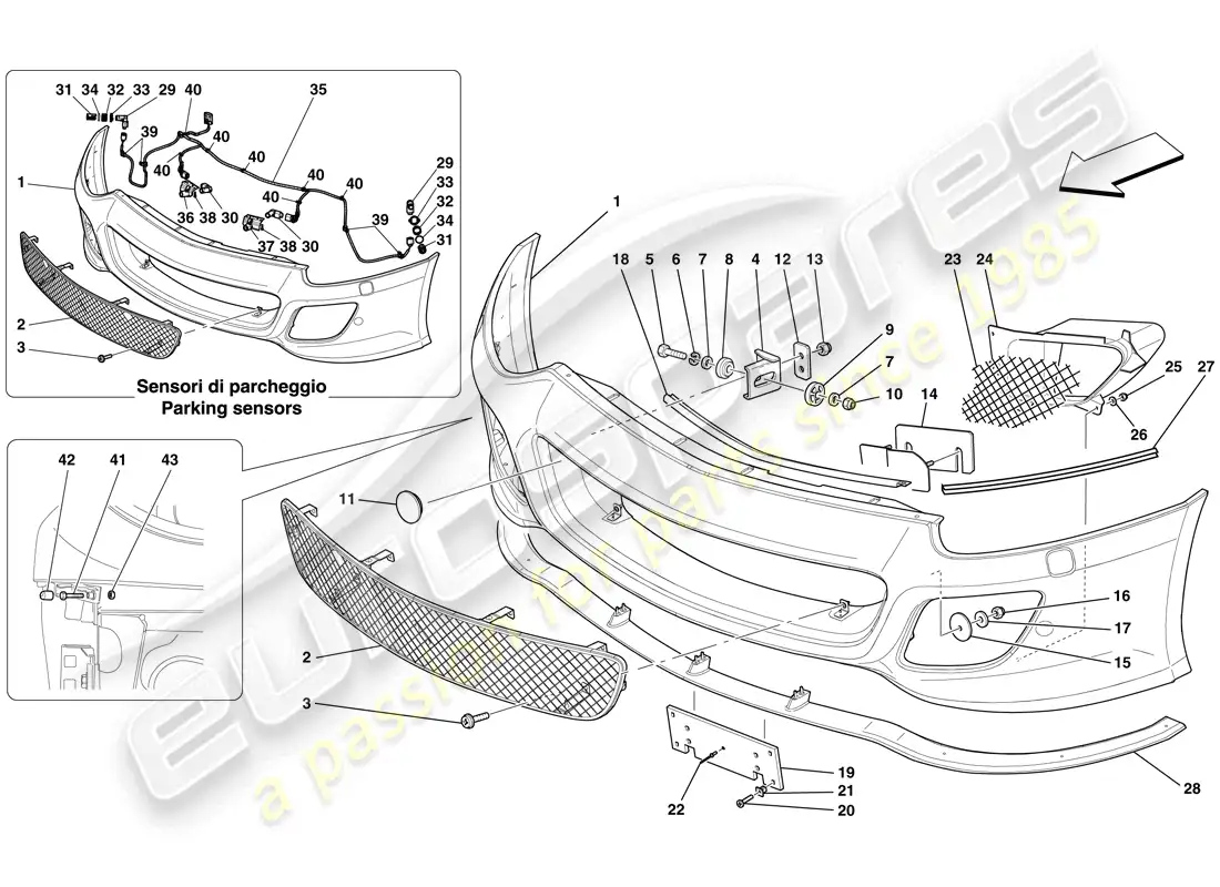 ferrari 599 gto (usa) front bumper parts diagram