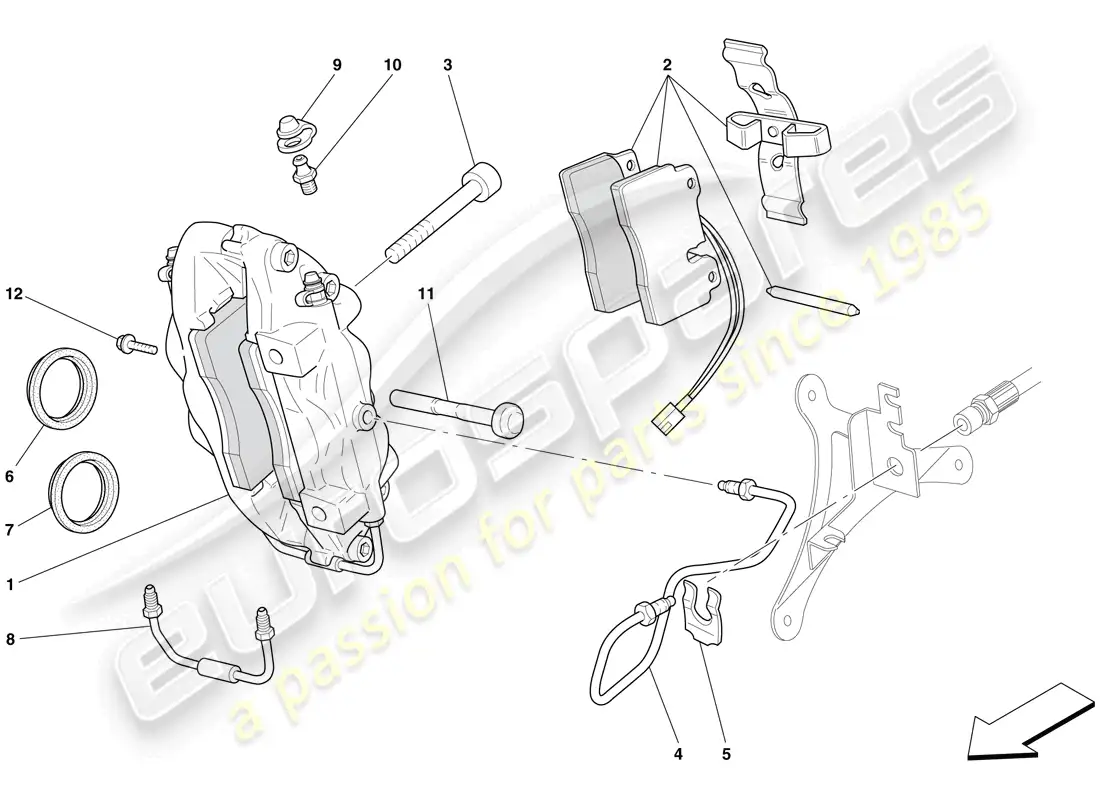 ferrari 612 sessanta (rhd) front brake calliper parts diagram