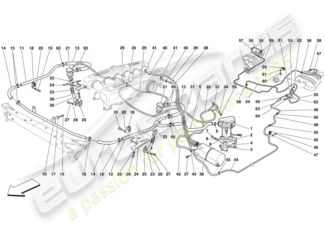 ferrari 599 gtb fiorano (rhd) secondary air system parts diagram