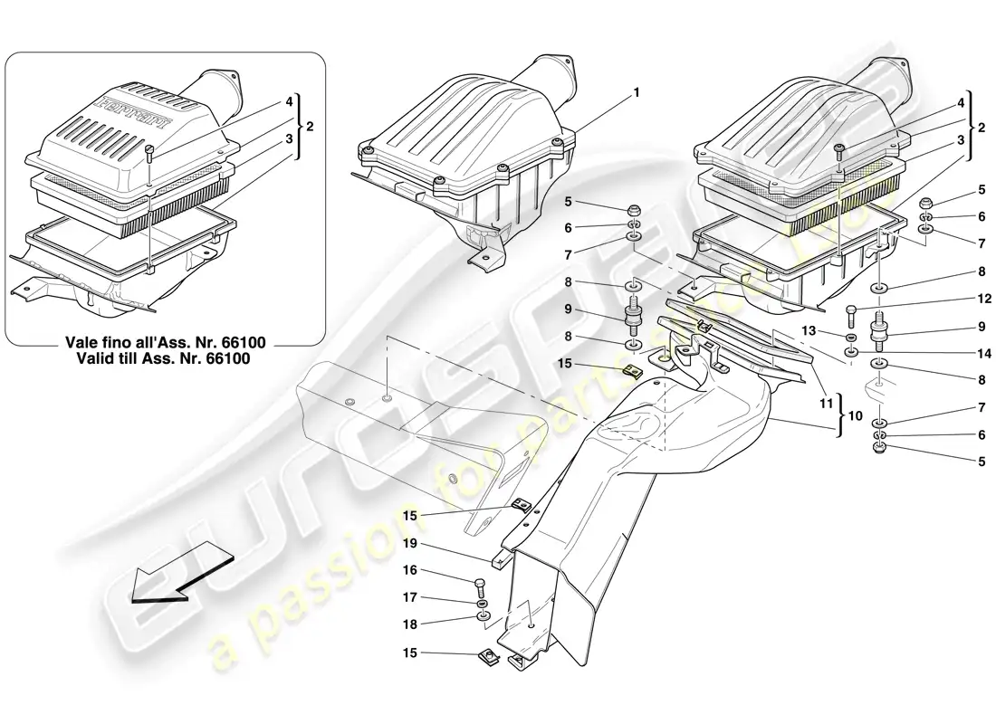 ferrari 612 scaglietti (europe) air intake parts diagram