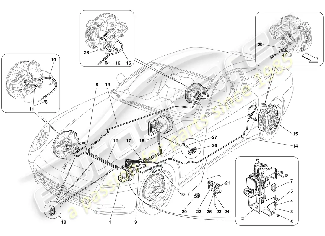 ferrari 612 sessanta (rhd) brake system parts diagram