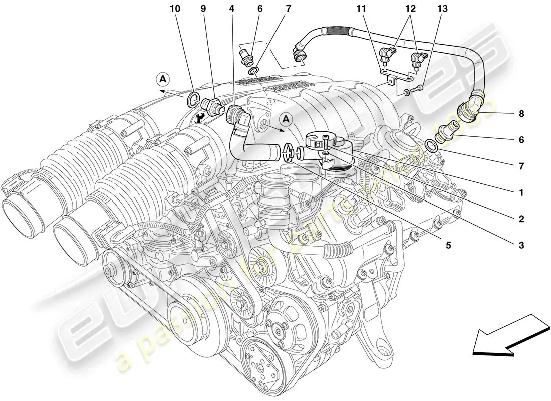 ferrari california (usa) vapour oil recovery system parts diagram