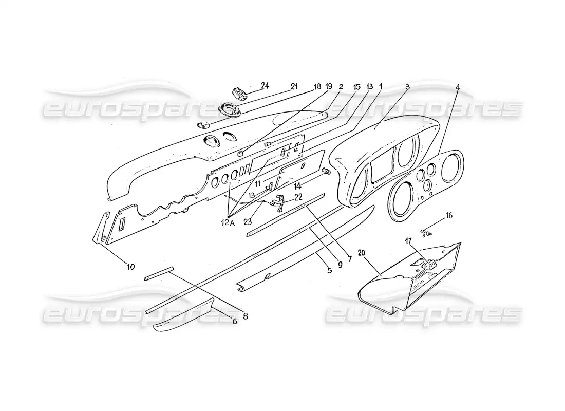 ferrari 330 gtc / 365 gtc (coachwork) dash board parts diagram