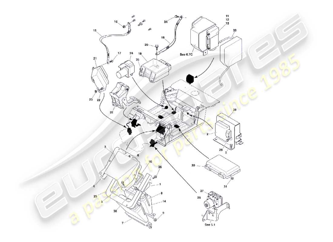 aston martin vanquish (2006) electronic control modules part diagram