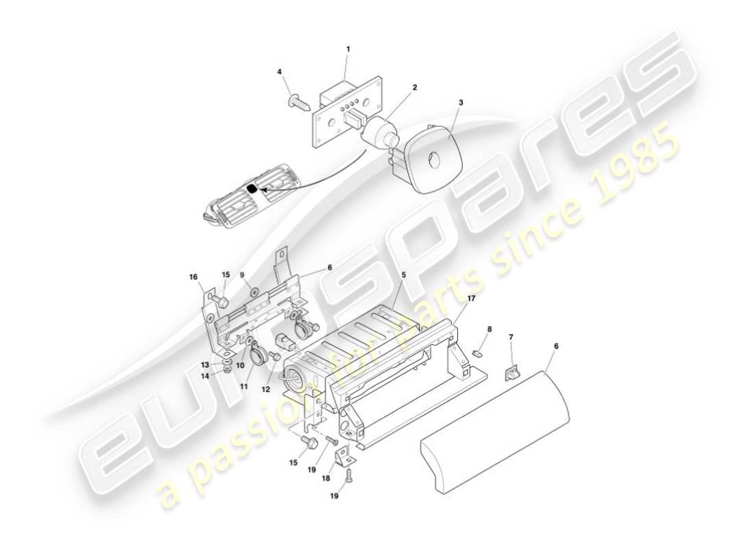 aston martin vanquish (2002) fascia & trim part diagram