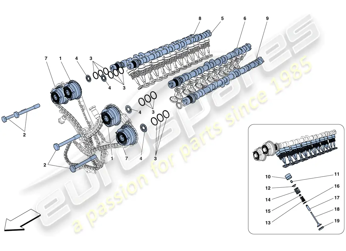 ferrari gtc4 lusso (usa) timing system - tappets parts diagram