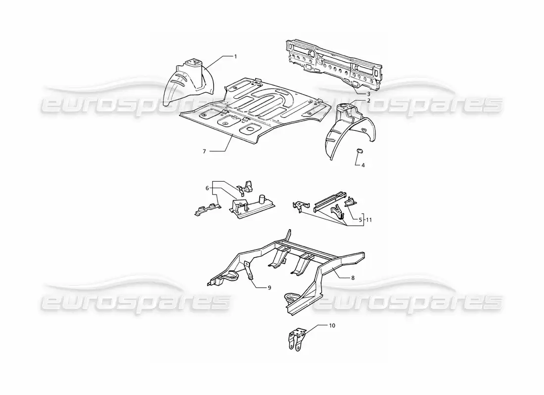 maserati ghibli 2.8 (abs) body shell: inner panels parts diagram