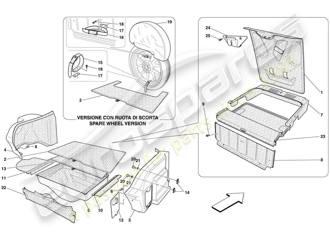 ferrari 599 sa aperta (rhd) luggage compartment trim parts diagram