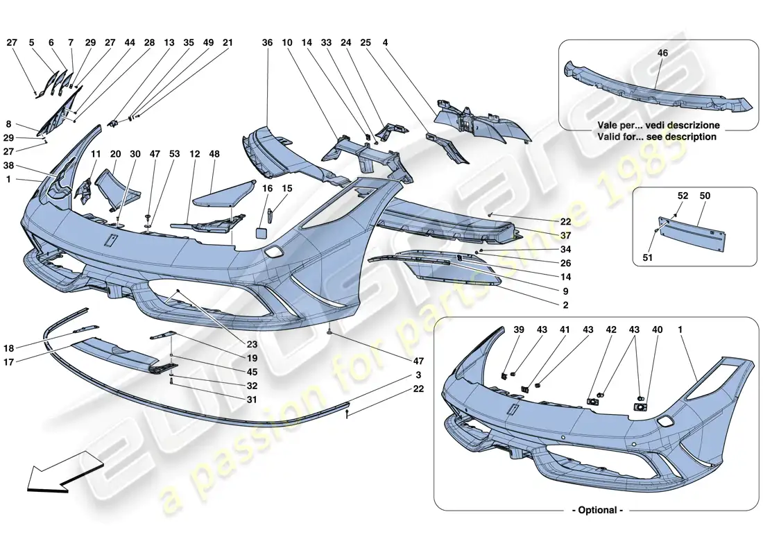 ferrari 458 speciale (europe) front bumper parts diagram