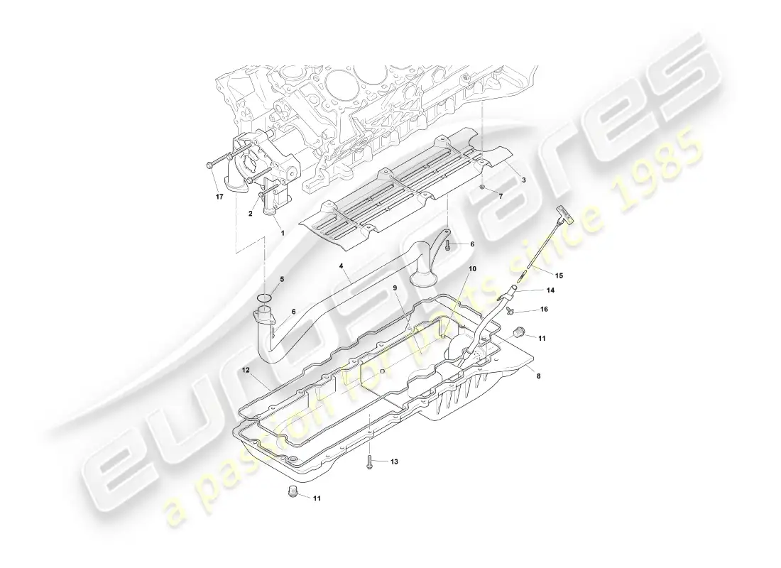 aston martin db7 vantage (1999) oil pump & sump part diagram