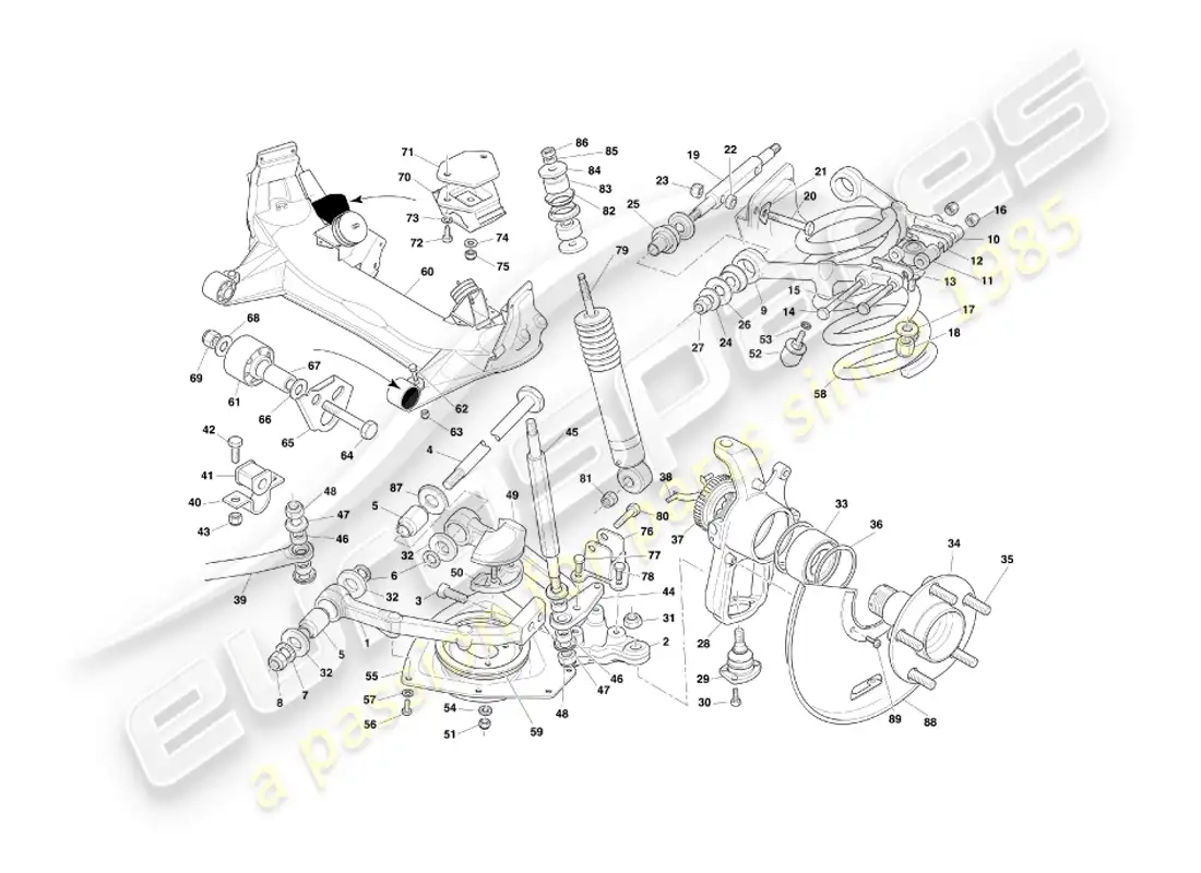 aston martin db7 vantage (1999) front suspension part diagram