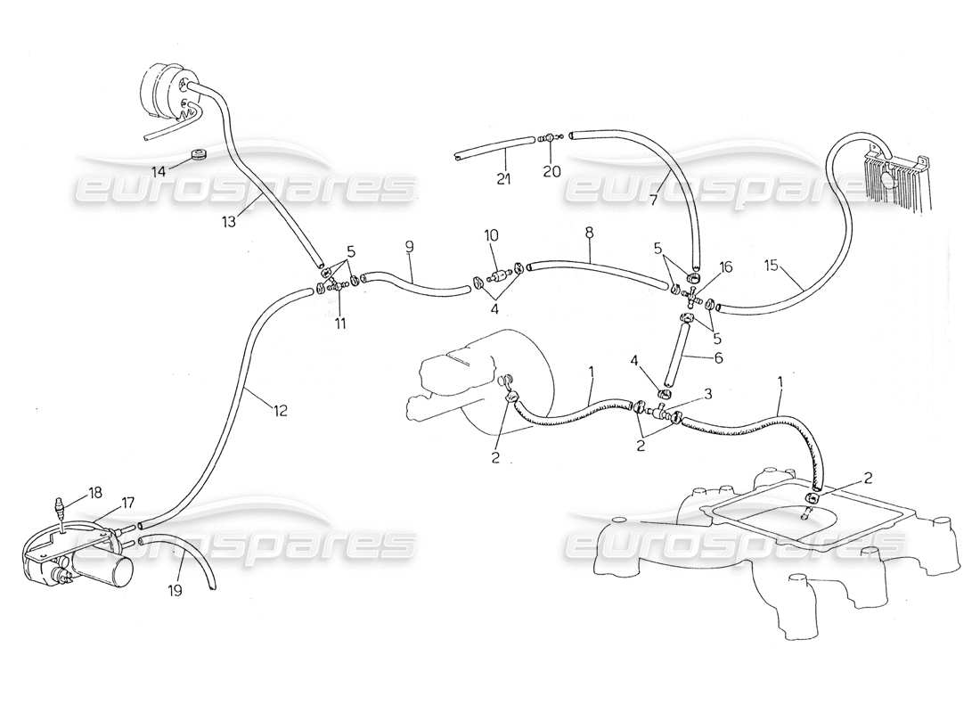 maserati 228 evaporation system (rh steering without lambda feeler) part diagram