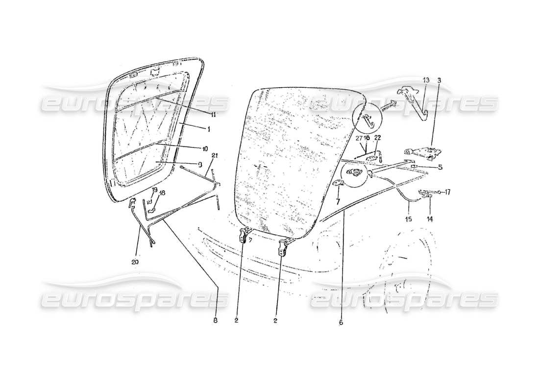 ferrari 275 (pininfarina coachwork) gruppo cofano mobile part diagram