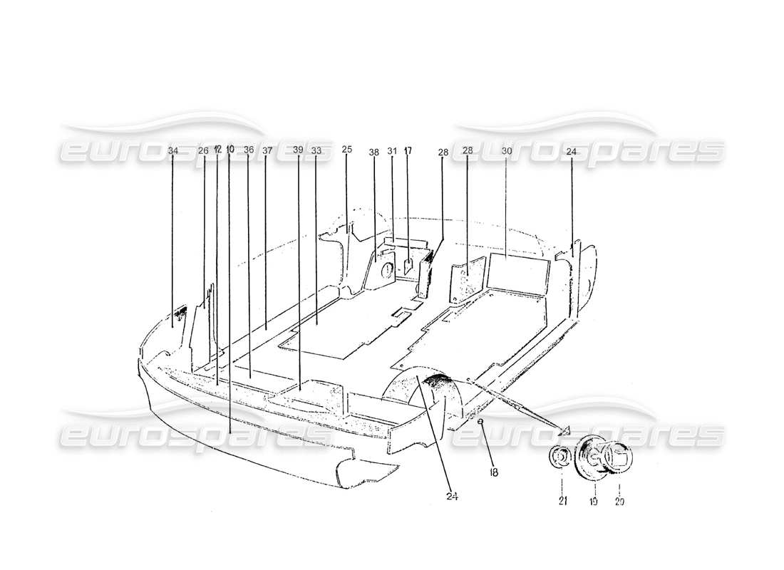 ferrari 275 (pininfarina coachwork) gruppo tappeti e rivestimenti interni vettura part diagram