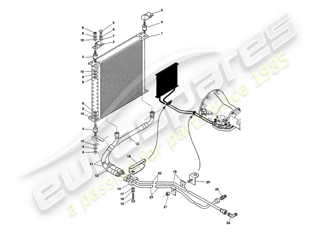 aston martin v8 volante (1997) gearbox cooling parts diagram