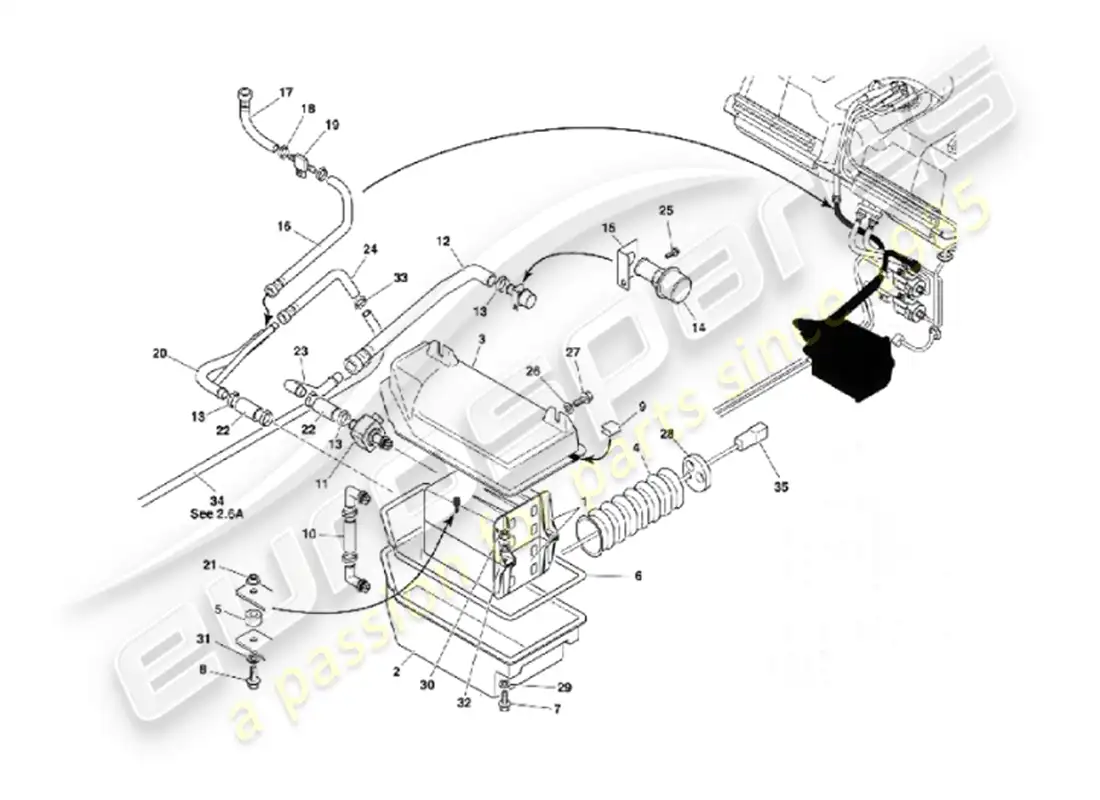 aston martin vanquish (2002) evaporative emission system parts diagram