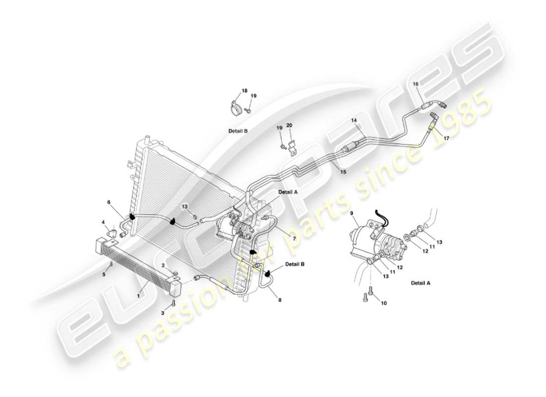 aston martin vanquish (2004) oil cooling transmission part diagram