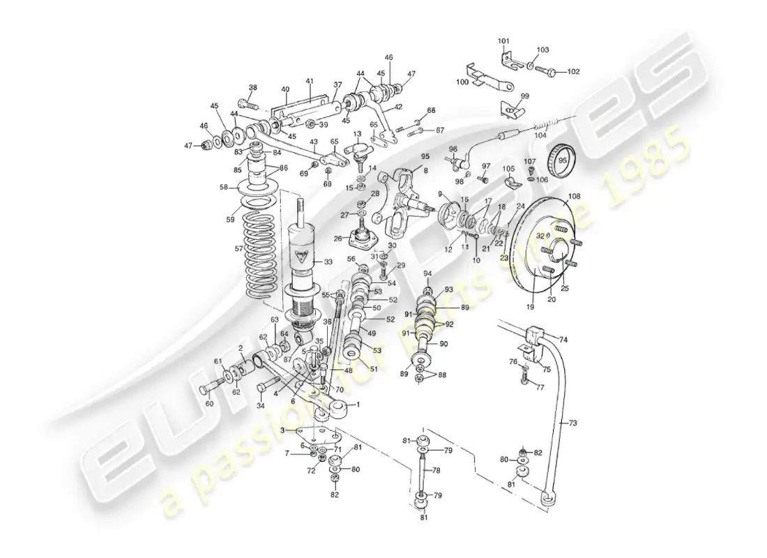 aston martin v8 virage (2000) front suspension parts diagram