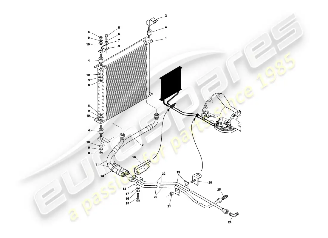 aston martin v8 coupe (2000) gearbox cooling parts diagram
