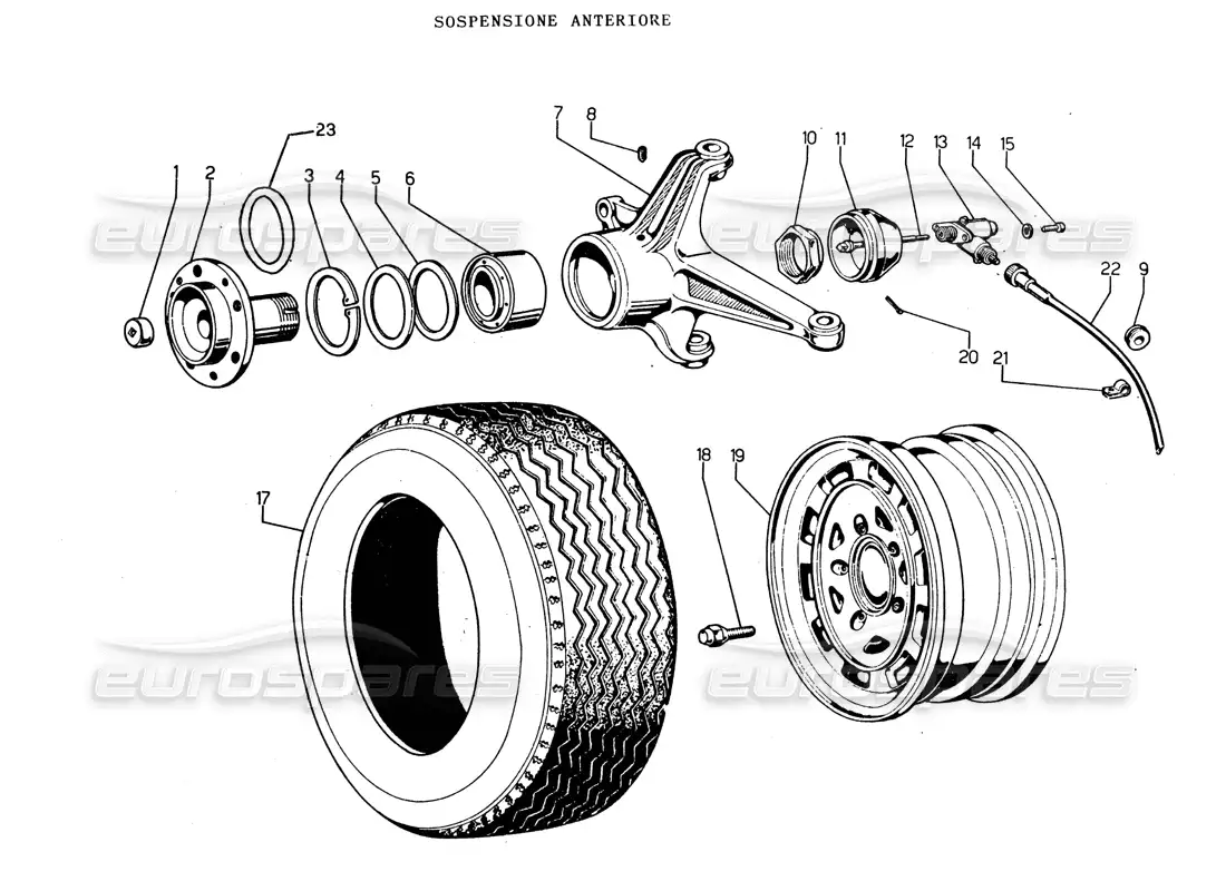 lamborghini espada front hub (gran brit, ireland, australia) parts diagram