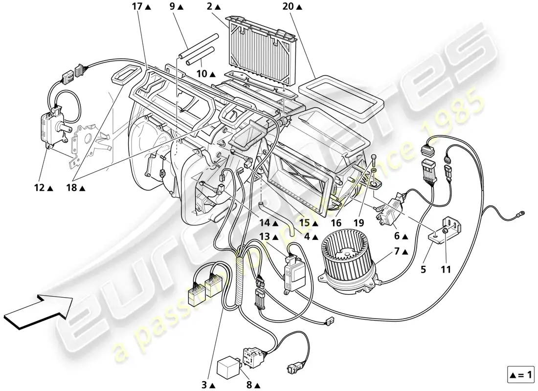 maserati trofeo passengers compartment aerating system - valid for my 2003 & valid for my 2004 parts diagram