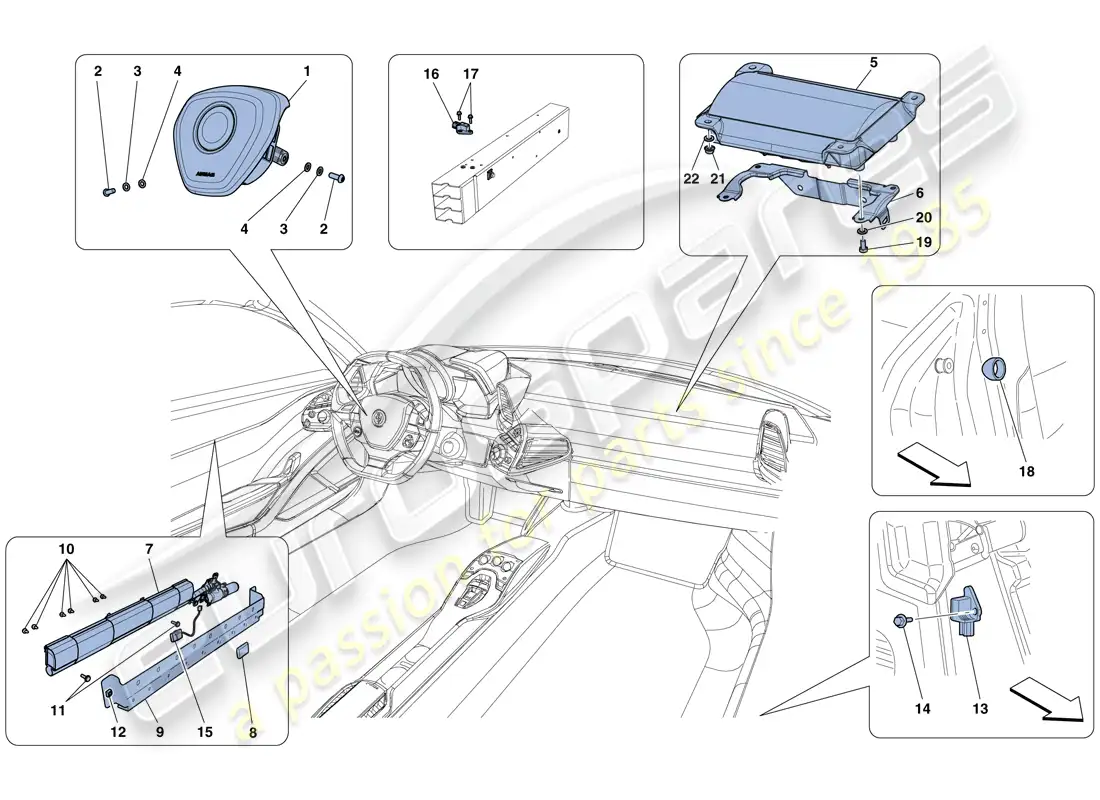 ferrari 458 spider (usa) airbags parts diagram